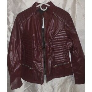 Leather Jacket Women's W/Bag NWT Maroon Size Juniors Large USA Seller